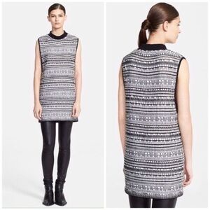 HELMUT LANG black and white sleeveless Linen Mix Woven dress size m NWT